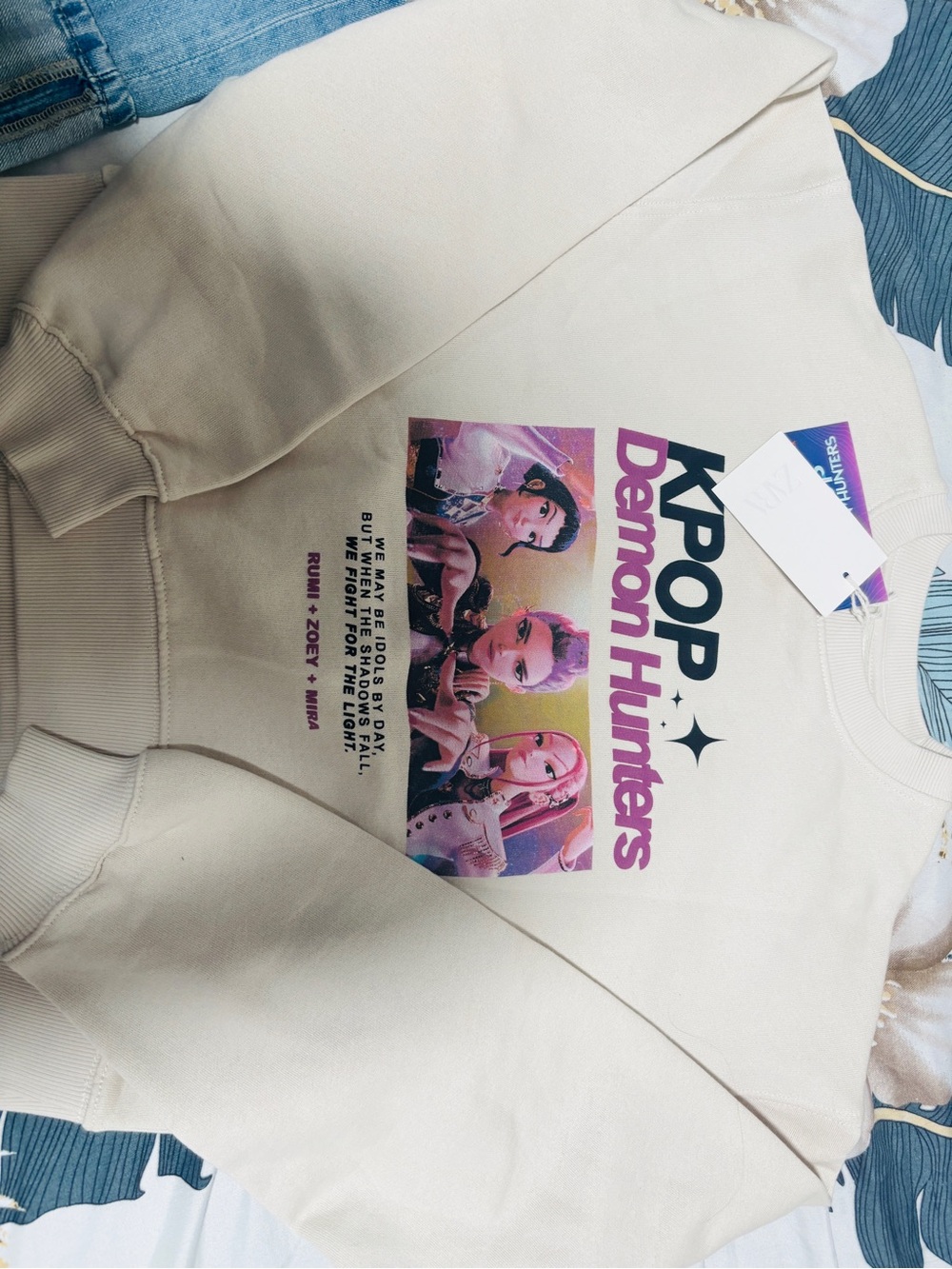 Zara Cream Kids Sweatshirt with KPOP Demon Hunters Graphic